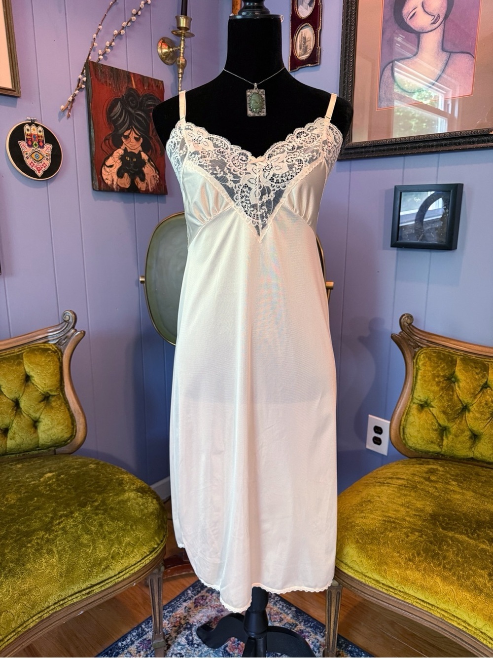 Vintage Ashley Taylor Lace Coquette Slip Dress Size 38